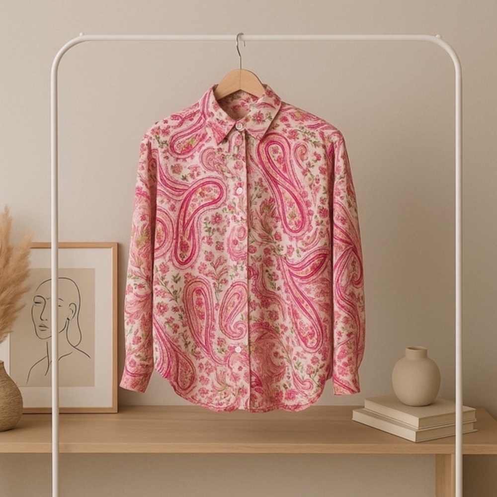 Pink Paisley Blouse with Flowing Fit